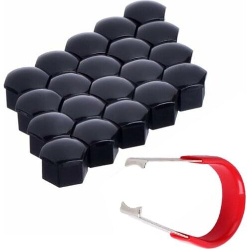 ALLOY NUT BOLT Wheel Black COVERS HEX Parts UNIVERSAL + REMOVAL TOOL 20PCS