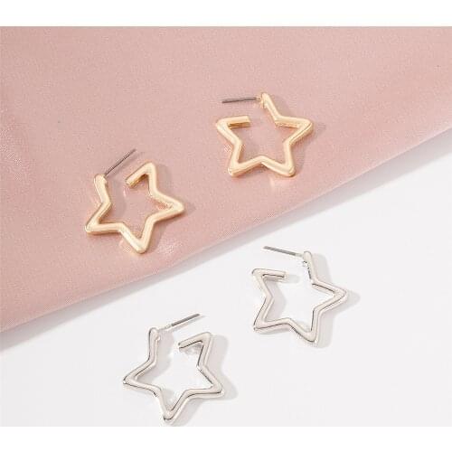 2021 New Alloy Five Pointed Star Stud Earrings for Women