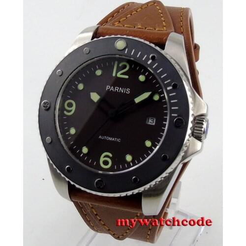 43mm Parnis deep coffee dial Sapphire ceramic bezel Automatic mens Watch P600B