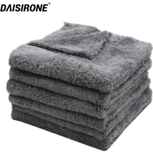 6PCS 350GSM Car Wash Microfiber Edgeless Towel Car Cleaning Drying Cloth Car Care Cloth Detailing Car Wash Towel Gray