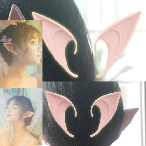 1Pair Angel Elf Ears Fairy Cosplay Accessories Halloween Christmas Party Latex Soft Pointed Tips False Ears Props Anime