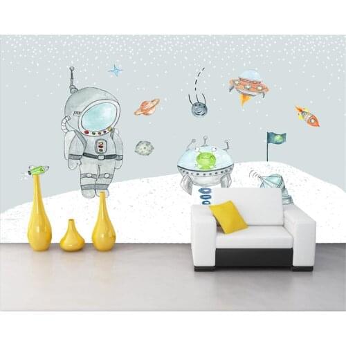 Beibehang ustom Wallpaper Murals Large Wall Painting Hand drawn cartoon space planet children wallpaper background 3d wallpaper