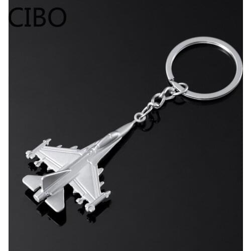 New Airplane Pendant Key Chains Silver Plated Alloy Fighter Aircraft Keychain Key Chain Key Ring Key Holder Keyrings