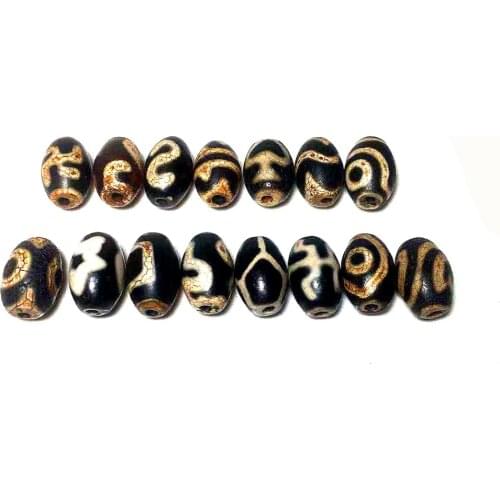 4pcs/lot Tibetan DZI 8*12mm Old Black agate DZI beads 2eyes Big men JI RuYi men&women jewelry DIY 15 patterns Free Shipping