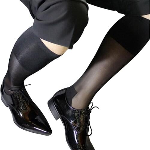 Men Silk Hose Socks Male Formal Silk Stockings Suit Dress Socks Invisible Sheer Black Free Shipping