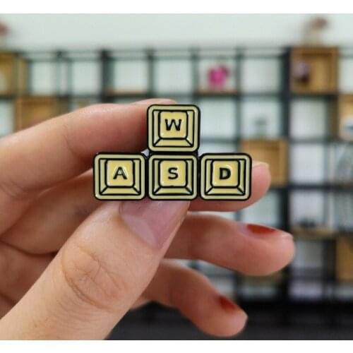 WASD keyboard enamel pin game keys tablets brooches gift game icon Denim Jeans Pin badge button enamel lapel pins for clothes