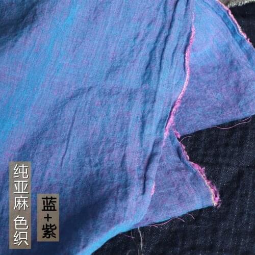 Symphony Purple Blue Yarn-dyed Natural 100% Pure Linen Fabric for Sewing cloth dresses Robe Summer thin DIY Handmade Designer