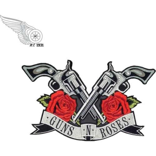 Guns N Roses GnR Music Rock Band Patch Embroidery Iron on backing for Jacket Custom DIY Design Black twill fabric