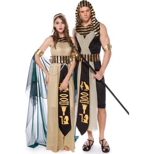 Halloween Ancient Egyptian Pharaoh Costume Carnival Party Cosplay Ancient Greek Medieval Man Woman Fancy Dress