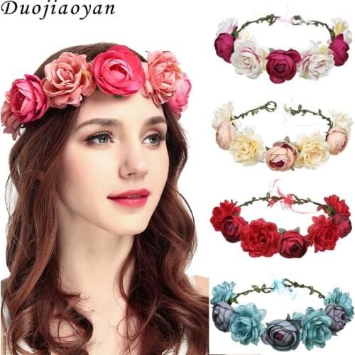 Simulation Rose Bride Seaside Holiday Wreath Hair Strap Headband Hair Accessories