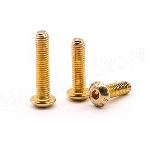 Grade 12.9 Round Head Socket Screw Metric M2 M2.5 M3 M4 M5 Titanium Plating Gold Allen Key Bolts Screws Length 5-30mm