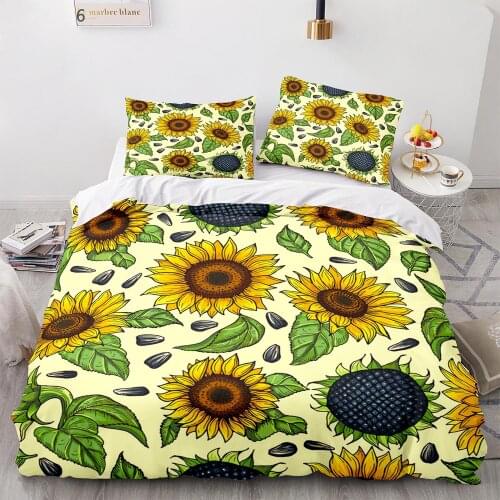 Sunflower Bedding Set Single Twin Full Queen King Size Sunflower Bed Set Flower Childrens Kid Bedroom Duvetcover Sets 012