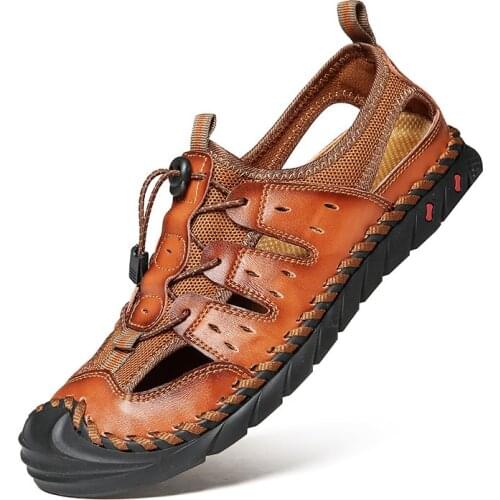 Summer Bigger Size Man Beach Sandals Luxury Men Sandals Leather Shoes Casual Shoe sandals men Male Slipper Plus Size 38-47