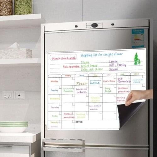 Magnetic Refrigerator Chalkboard Weekly Menu Meal Planner Grocery Shopping List Board for Kitchen Fridge with 8 Color Markers