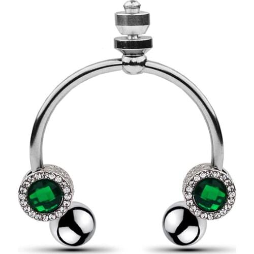 Gemstone Cock Ring Electro Shock Metal Penis Ring Electric Erotic Massager Medical Themed Therapy Accessory Sex Toy for Men