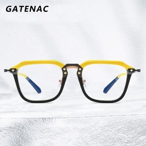 2021 New Acetate Titanium Eyeglasses Frame Men Vintage Square Prescription Myopia Optical Glasses Frame Women Luxury Eyewear