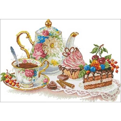 Afternoon tea cake counted 11CT 14CT 18CT Cross Stitch Set DIY Chinese Cross-stitch Kits Embroidery Needlework Home Decor