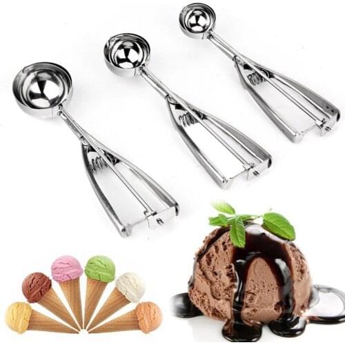 Stainless Steel Ice Cream Scoops Stacks Digger Fruit Non-Stick Spoon Ice Cream Ball Maker Kitchen Gargets Home Cake Tools 3Pcs