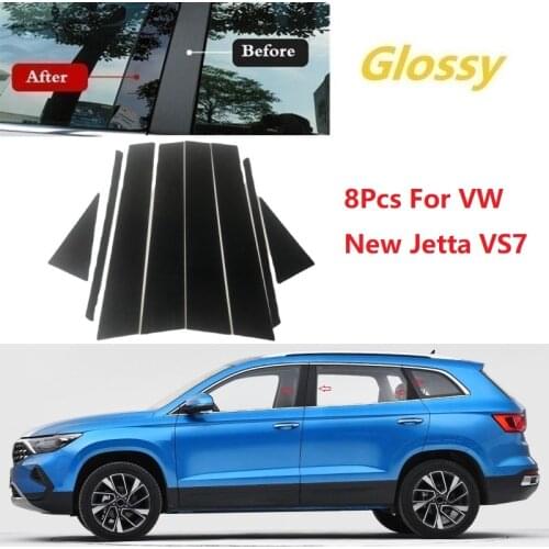 New Arrival 8PCS Window Trim Cover BC Column Sticker Fit For VW New Jetta VS7 Polished Pillar Posts Chromium Styling