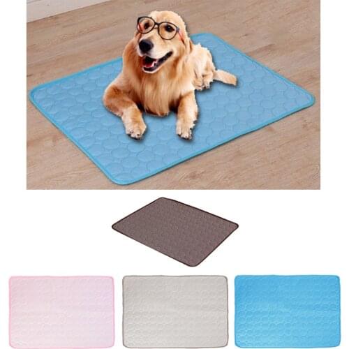 Summer Cooling Mat Pet Pad Dog Beds Mats Blue Pet Ice Pad Cool Cold Silk Moisture-Proof Cooler Mattress Cushion Puppy