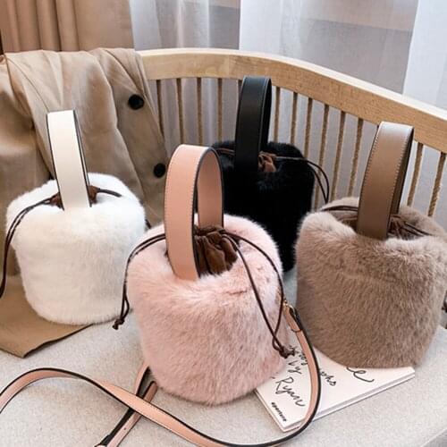 Pleated Bucket Bag Women Chain Shoulder Handbags Female PU Solid Tie Totes