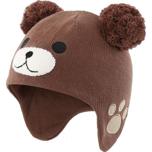 Connectyle Baby Infant Toddler Cute Fleece Lined Knit Hat Kids Winter Earflap Pom Beanie