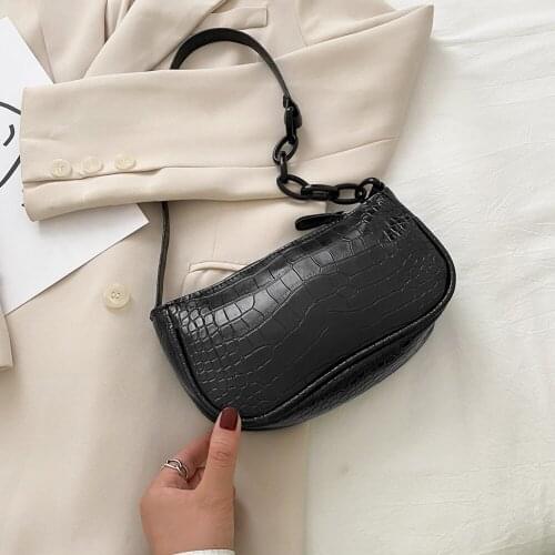 Fashion Alligator Pattern Handbag Women Chain Underarm Shoulder Bags PU Leather Solid Color Female Office Casual Totes 2020 Hot