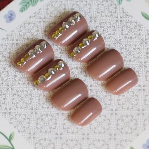 24pcs senior bride wedding matte fake nails normal length light pink and green S28