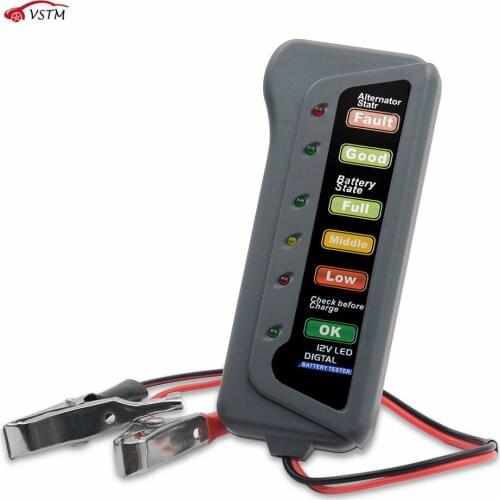 12V Digital Battery Alternator Tester 6 LED Lights Display brake fluid tester Auto Car Diagnostic for Cars Vehicle Motorcycle