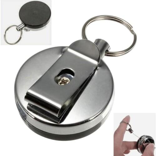 Retractable Metal Card Badge Holder Steel Recoil Ring Belt Clip Pull Key Chain Cars Decoration