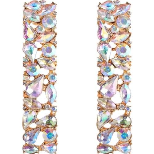 Modyle 2020 New Wedding Jewelry Design Silver Color Simple Square Crystal Earrings Fashion Women Statement Drop Earrings Jewelry