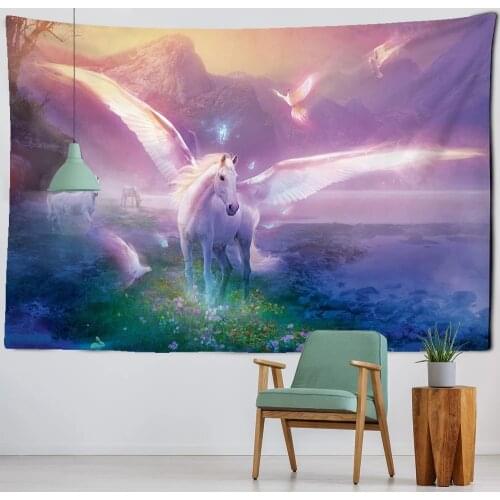 3D Printing Curtain Elephant Tapestry Sacred Unicorn Cartoon Cat Nature Palm Tree Wall Hanging Hippie Living Room Art Home Decor