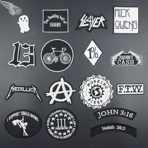 GreenPatch White and Black 35 Designs Choose Embroidery Iron on Patch for Clothing Applique T-Shirt Clothes Accessories Stickers