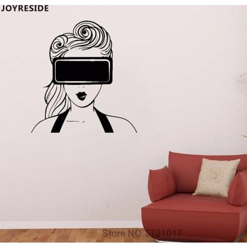 JOYRESIDE Woman Head Video Games Wall Decal Vinyl Sticker Wall Decor Home Livingroom Art Wall Decal Interior Decor Mural A615