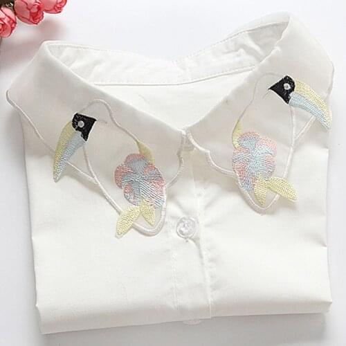 2017 yarn embroidered chiffon decorative false collar fake female blouse decoration fashion shirt pearl bead female Collar