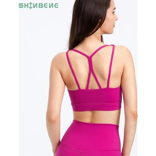 SHINBENE HI CLOUD Padded Sweat-wicking Sports Gym Bras Women Mid Support Push Up Running Workout Brassiere Plain Yoga Bras Tops