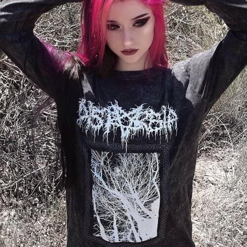 Gothic Chic Print Black Sweatshirts Harajuku Loose Long Sleeve Women Pullovers Cosplay Crewneck Autumn Streetwear 2021