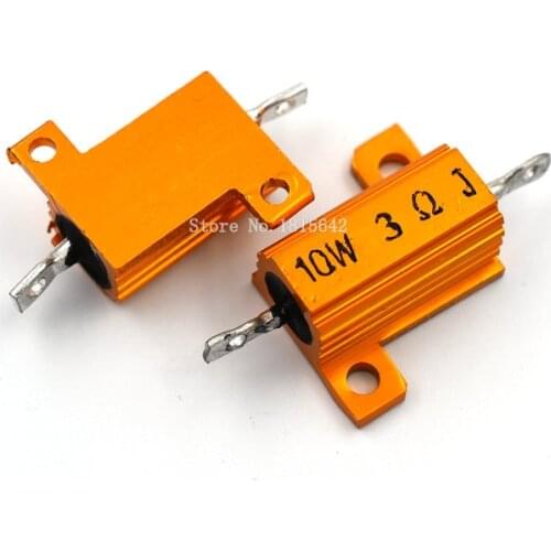 2PCS RX24 10W 3R 3RJ Wire Wound Resistor Metal Shell Aluminium Golden Resistor 10Watt 3 ohm Heatsink Resistance