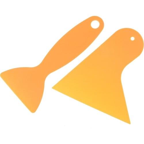 2pcs/set Plastic Wiper Plate Glass Car Sticker Scraper Hand Tool Sets Yellow Car Window Foils Film Tools