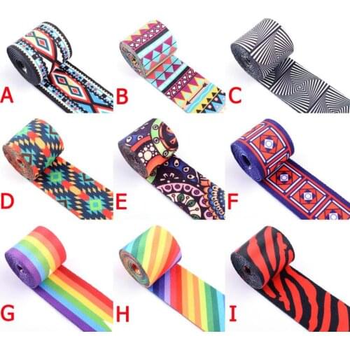 38mm Rainbow Stripe Webbing Jacquard Webbing Belt Strap Upholstery Webbing Shoulder Sewing Guitar Strap Bag Leash Pet Collar
