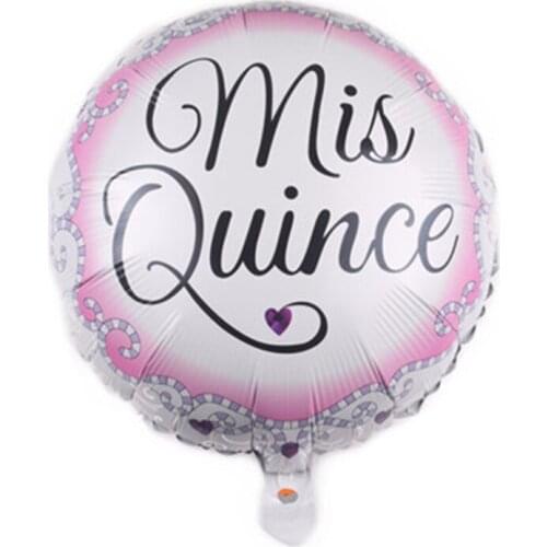 5 Pcs New 18-Inch Round Pink White Spanish Aluminum Film Balloons Wholesale Birthday Party Wedding Room Wedding Spanish Balloons