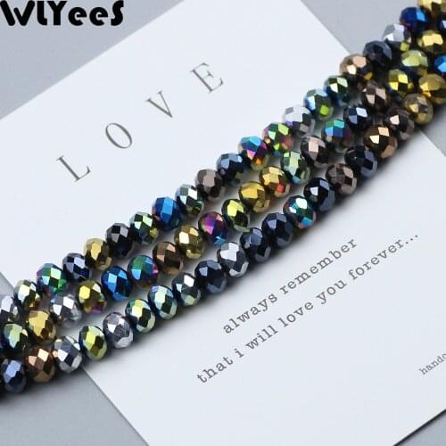 WLYeeS Plating color 6mm Austrian crystal beads 50pcs Flat Round glass Loose Spacer bead for DIY Women Necklace bracelet Making