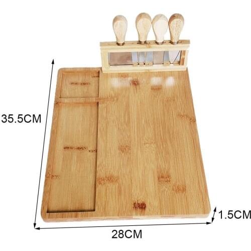 Bamboo Cheese Board Set Cooked Food Platter Meat Board Board Cutting Cheese Utensils Kitchen 1PC Board Cutting Party M5X0