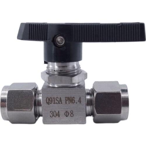 Free ship Ball valve 6 8 10 12 mm 1/8 1/4 3/8 1/2 tube stainless steel 304 316 high pressure temperature card set ball valve