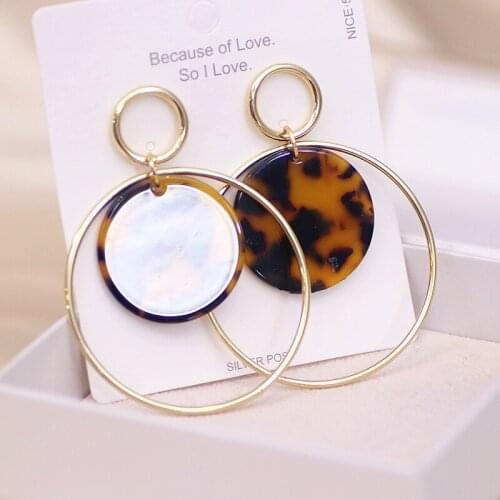 Bohemian Jewelry Round Acrylic Hanging Earrings For Women Big Circle Resin Drop Dangle Earrings Statement Earrings Accessories