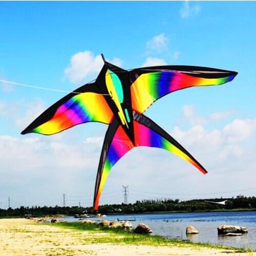 Free shipping high quality rainbow bird kites with handle line flying toy airplane eagle kite ripstop nylon walk talk weifang