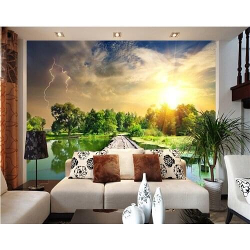 Hawthorn wooden bridge scenery Custom photo wallpaper art wallpaper restaurant retro sofa backdrop 3d wallpaper 3d mural wall pa
