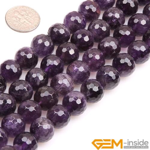 Natural Stone Dark Purple Amethysts Faceted Round Beads For Jewelry Making DIY Acceories Jewelry Bead 4 6 8 10 12mm Strand 15"
