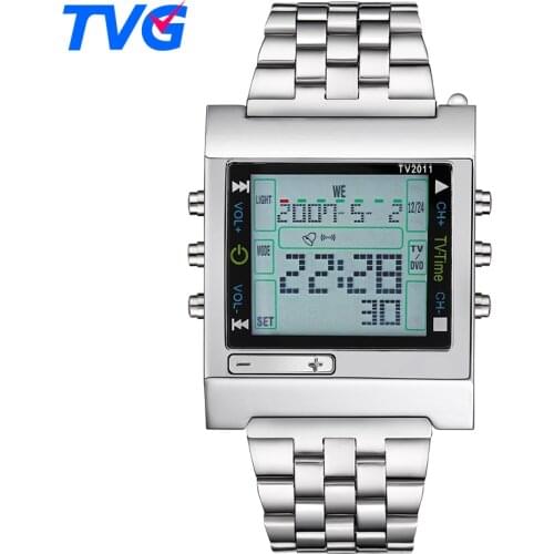 TVG Brand Men Sports Watches Military Quartz LED Digital Watch Men Waterproof Alarm Smart Remote Wrist Watch Relogio Masculino