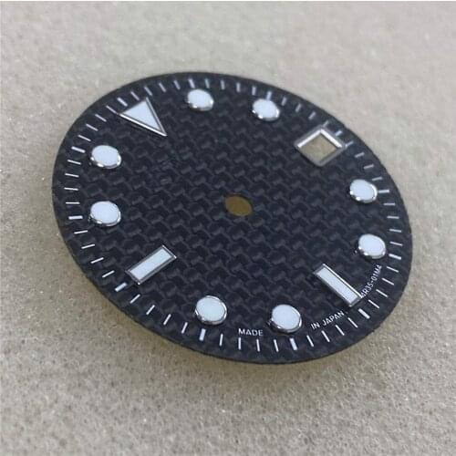 29MM Carbon Fiber Watch Dial for NH35/4R36 Movement Green Luminous Dial for NH35/4R36 Watch Movement Modification Part